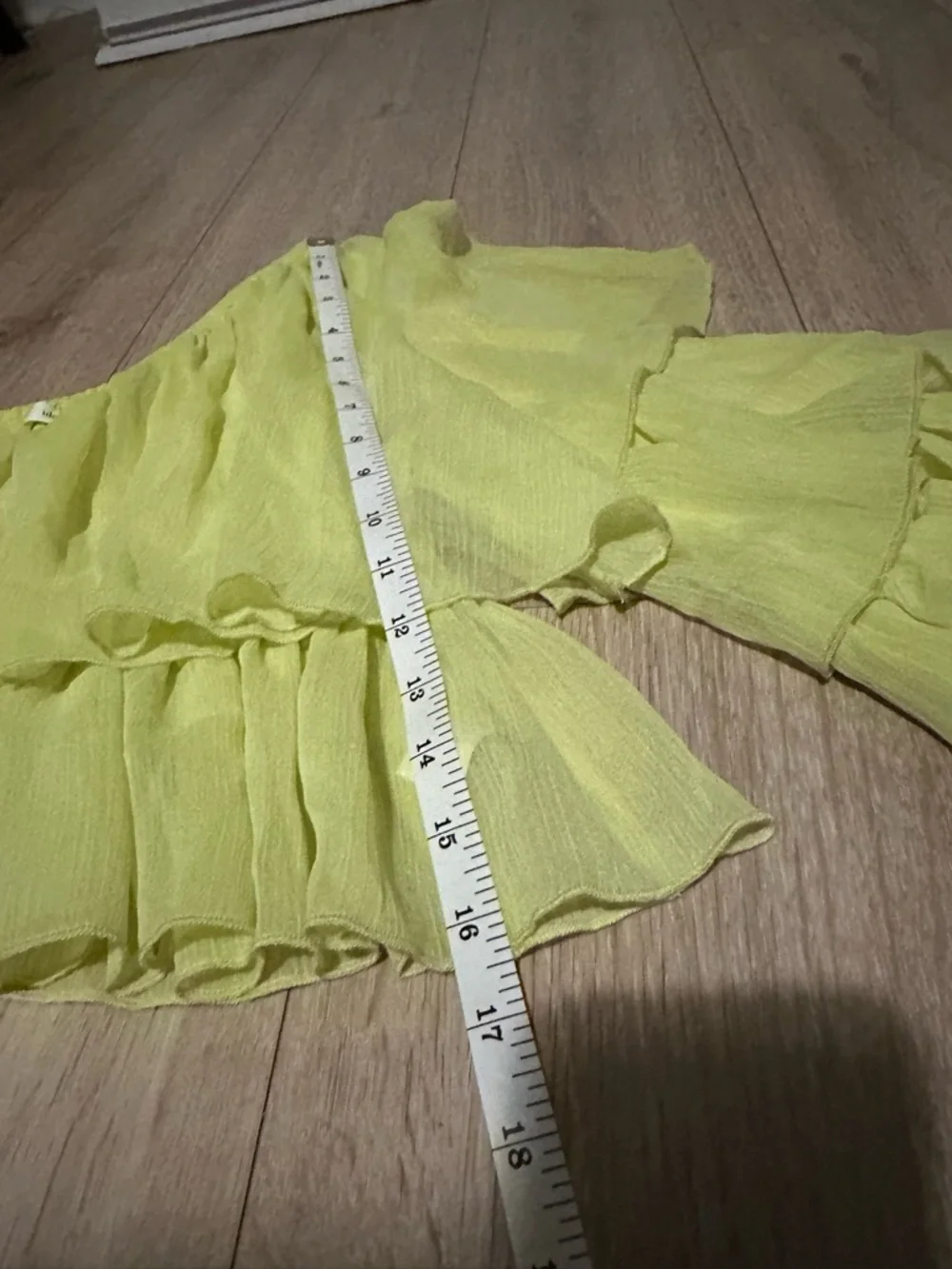 One-Shoulder Lime Ruffle Blouse - Women - Picture 6 of 8